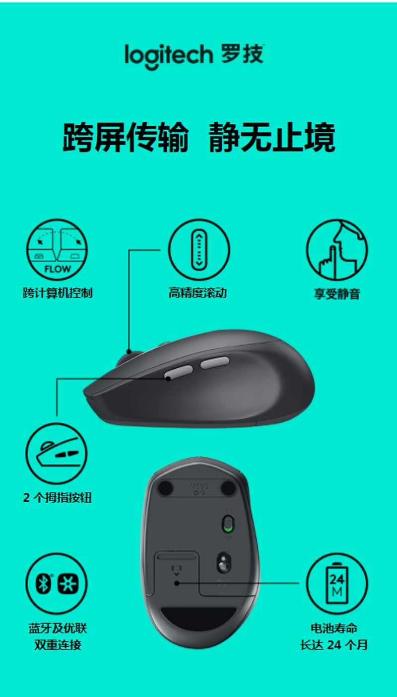 ޼LogitechM590 豸 ˫ģ  ʯī