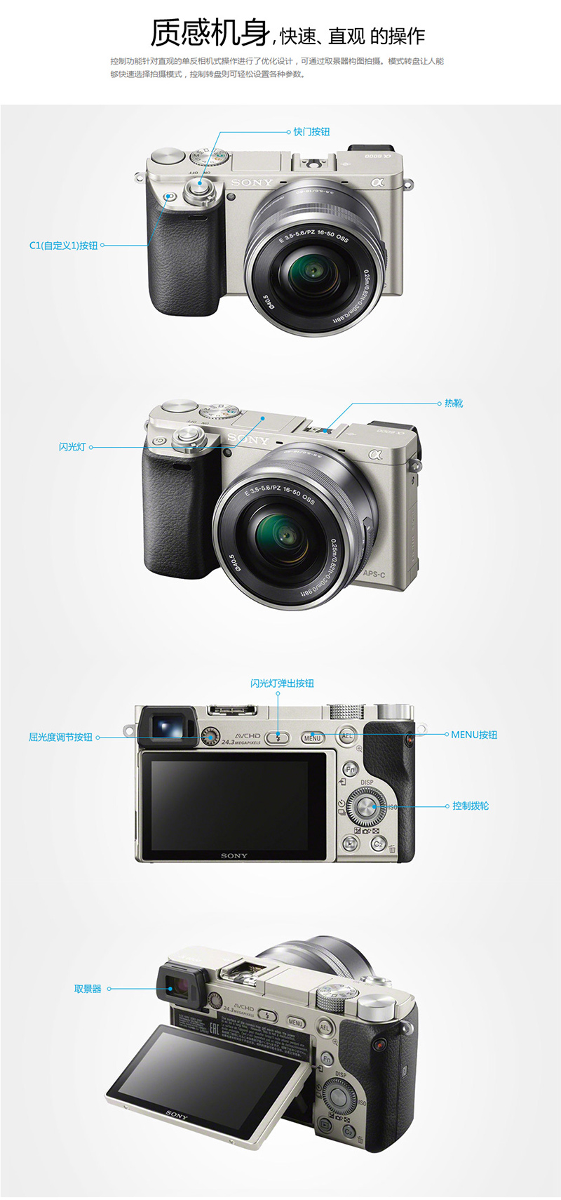 ᣨSONYILCE-6000L APS-C΢׼װ ɫԼ2430Ч E PZ 16-50mmͷ a6000