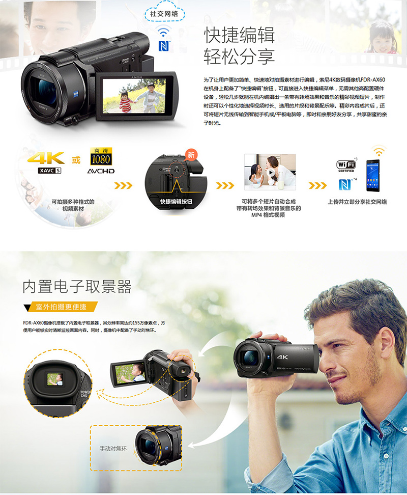 ᣨSONYFDR-AX60 /ֱ4K DV/Ӱ/¼ 5 Լ20ѧ佹